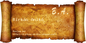 Birkás Anikó névjegykártya